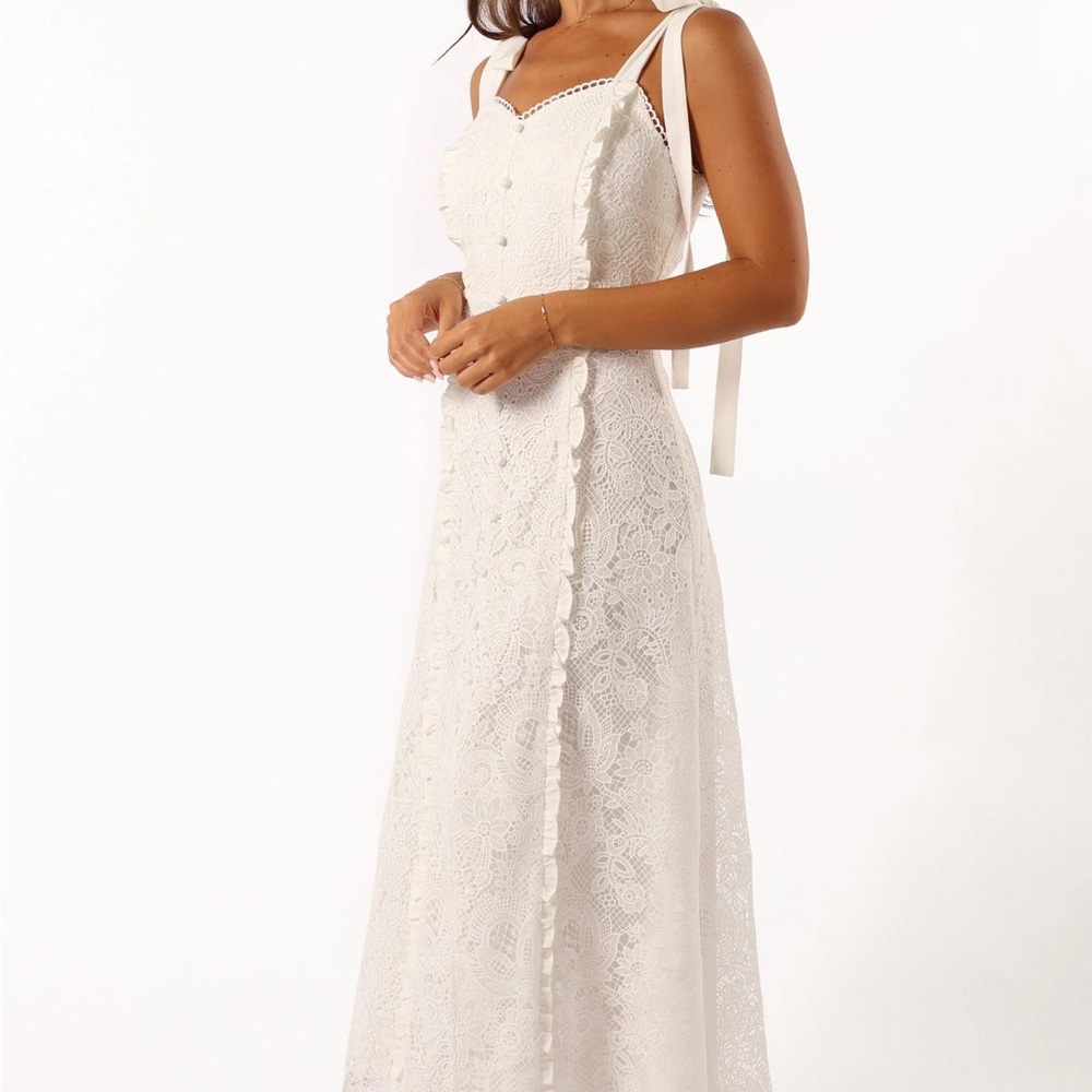 Petal & Pup Jagger Midi Lace Dress- White